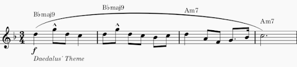 Simplified score sheet music of Daedalus' theme